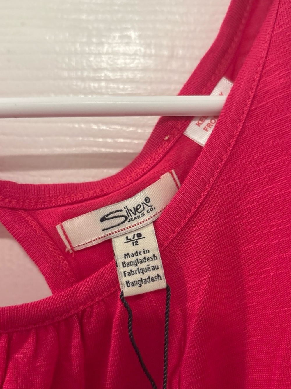 Silver Jeans Hot Pink Cold-Shoulder Tunic with Lace Hem - Picture 2 of 3